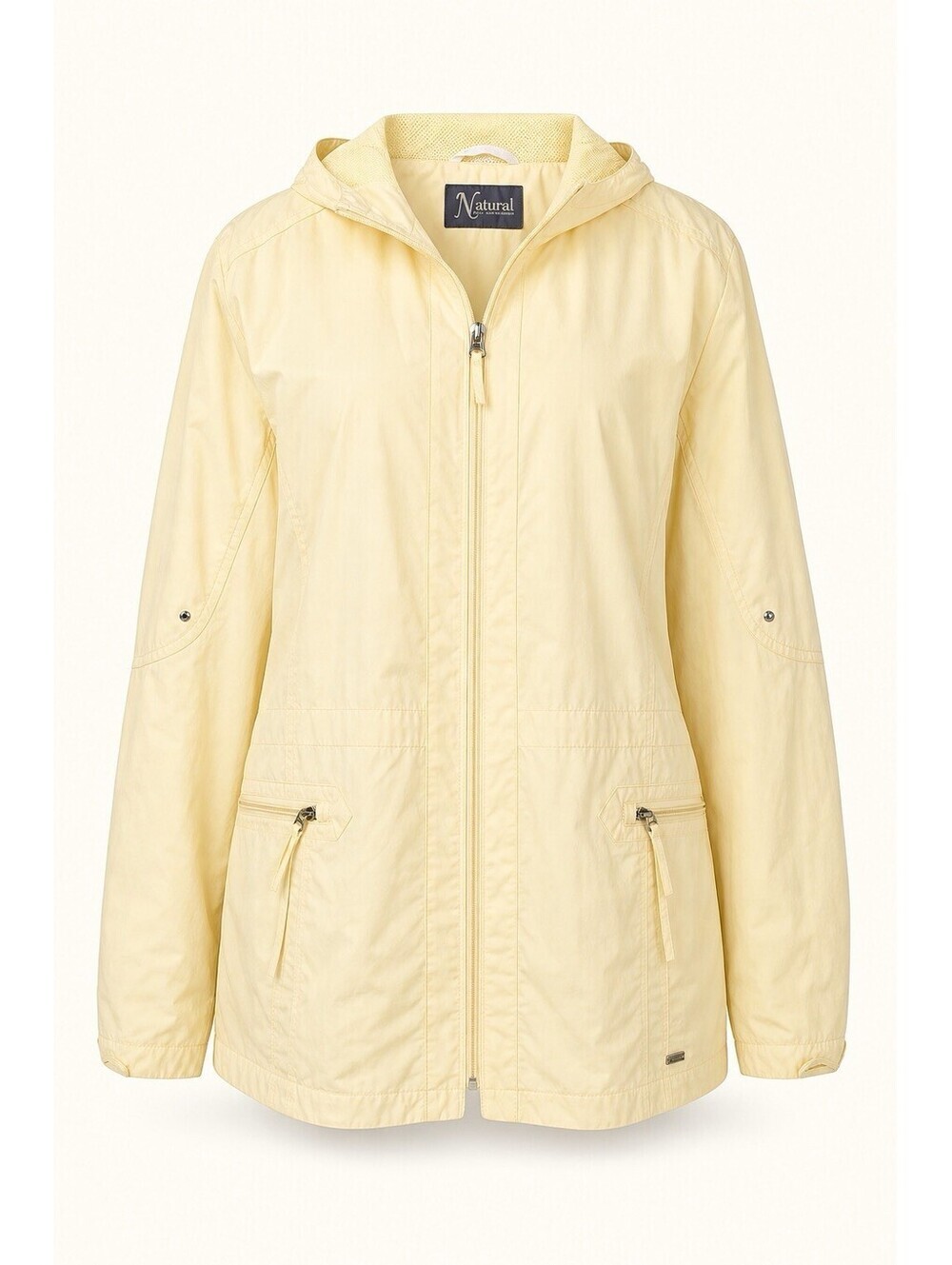 Natural Reflections Womens Yellow Hooded Raincoat Jacket Size 2XL Waterproof